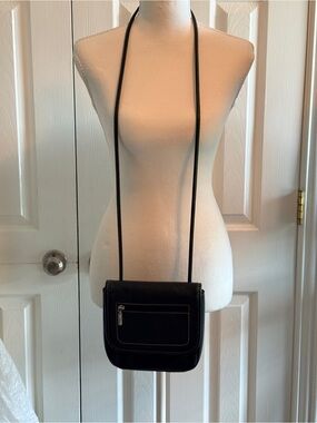 Fossil Vintage Navy Blue Leather Organizer Flap Crossbody Bag